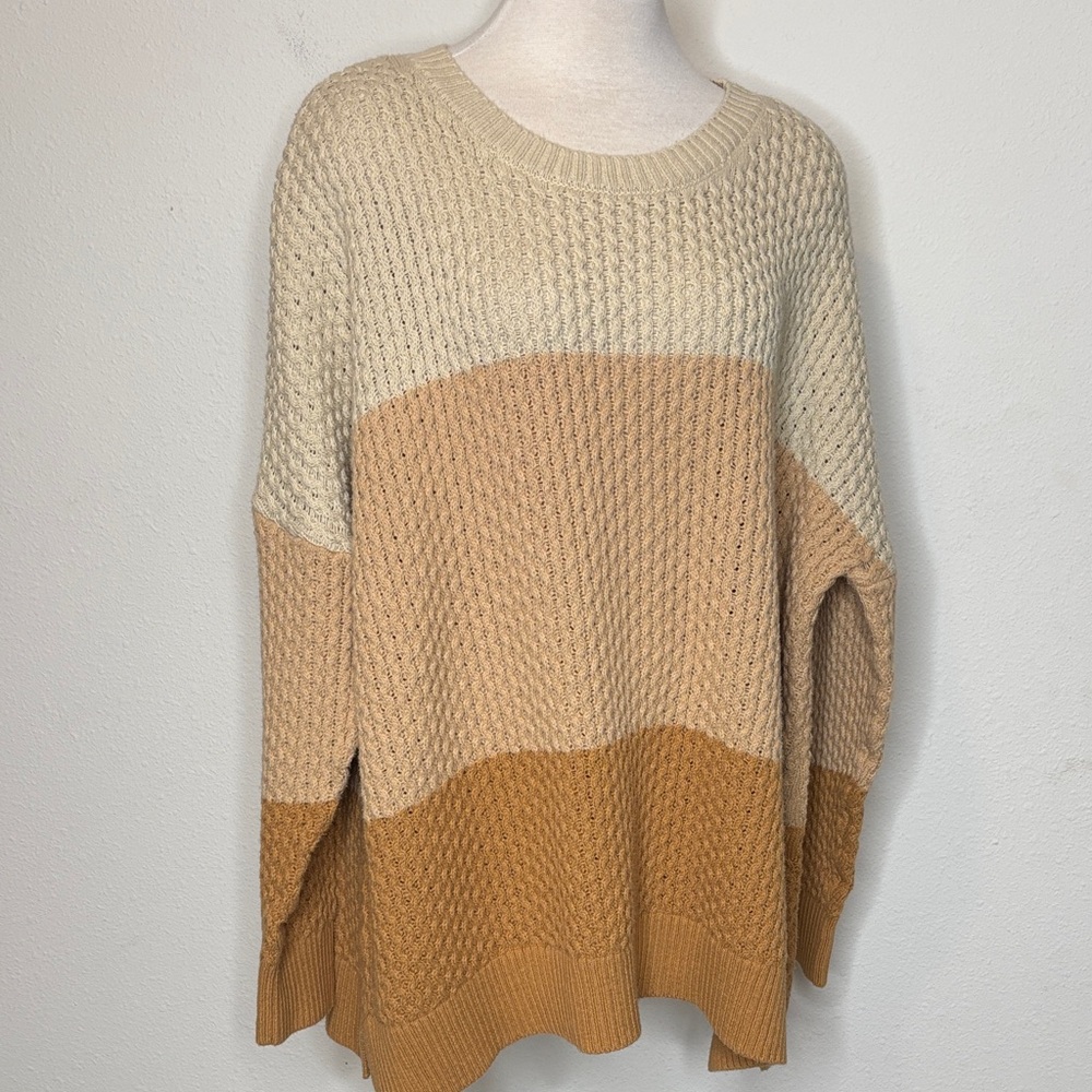 Belle by Kim Gravel size 2X Knit Sweater - Cream, Tan, Brown
